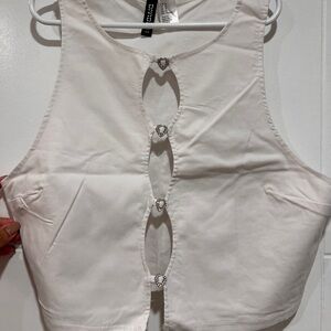 H&M White Sleeveless Blouse with Cutout Design